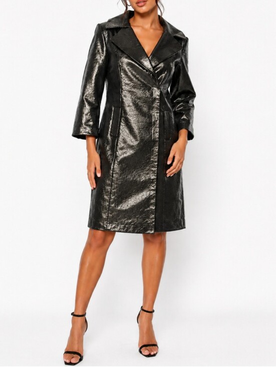 Rickie Freeman for Teri Jon Dresses & Skirts - Rickie Freeman Teri Jon Black Metallic Shimmer Coat Dress Gown Size 8 Silver